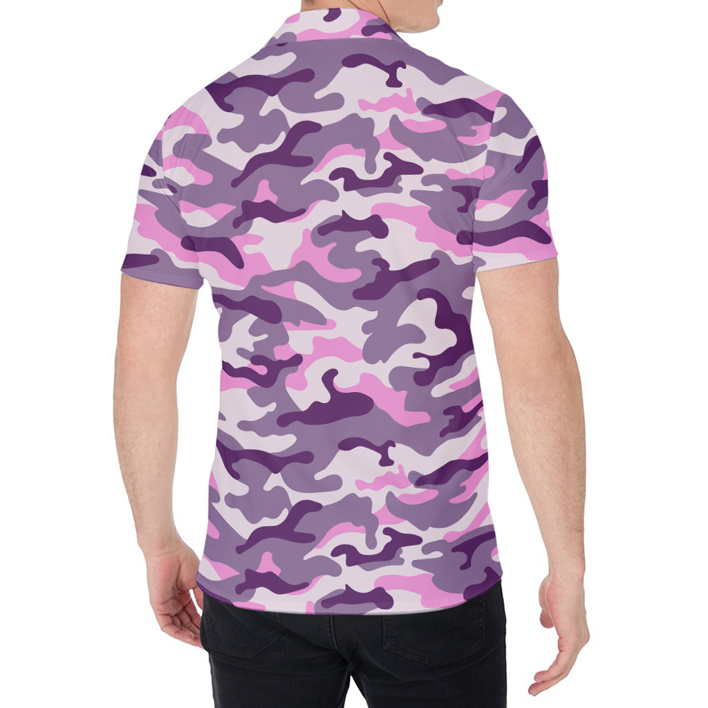 Pink Purple And Grey Camouflage Print Men's Shirt