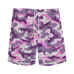 Pink Purple And Grey Camouflage Print Men's Sports Shorts