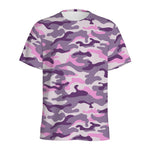 Pink Purple And Grey Camouflage Print Men's Sports T-Shirt