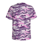 Pink Purple And Grey Camouflage Print Men's Sports T-Shirt