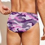 Pink Purple And Grey Camouflage Print Men's Swim Briefs