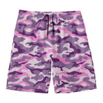 Pink Purple And Grey Camouflage Print Men's Swim Trunks