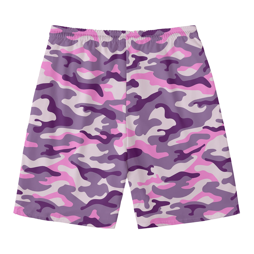 Pink Purple And Grey Camouflage Print Men's Swim Trunks