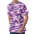Pink Purple And Grey Camouflage Print Men's Velvet T-Shirt