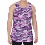 Pink Purple And Grey Camouflage Print Men's Velvet Tank Top