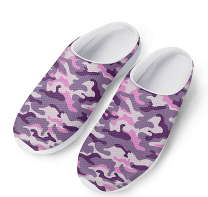 Pink Purple And Grey Camouflage Print Mesh Casual Shoes