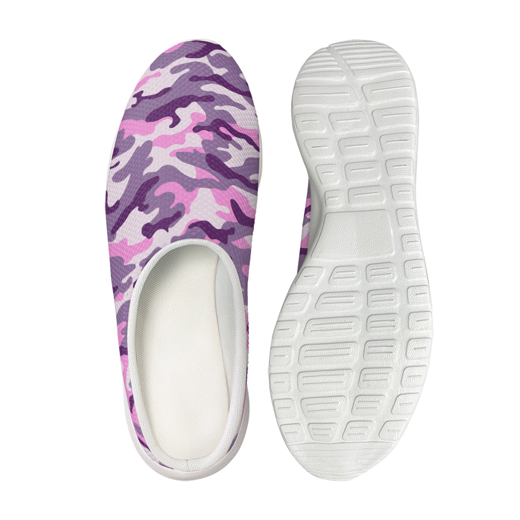 Pink Purple And Grey Camouflage Print Mesh Casual Shoes