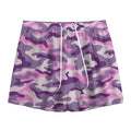 Pink Purple And Grey Camouflage Print Mesh Shorts