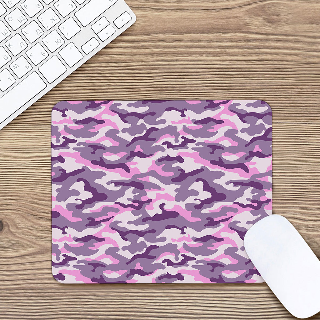 Pink Purple And Grey Camouflage Print Mouse Pad