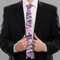 Pink Purple And Grey Camouflage Print Necktie