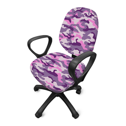 Pink Purple And Grey Camouflage Print Office Chair Cover