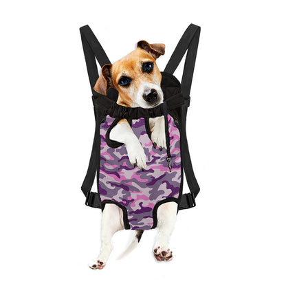 Pink Purple And Grey Camouflage Print Pet Carrier Backpack
