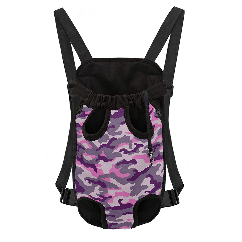Pink Purple And Grey Camouflage Print Pet Carrier Backpack