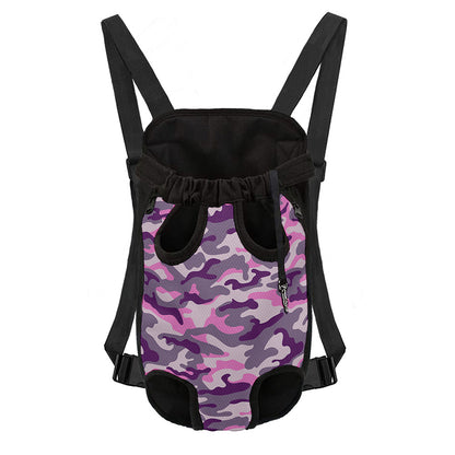 Pink Purple And Grey Camouflage Print Pet Carrier Backpack