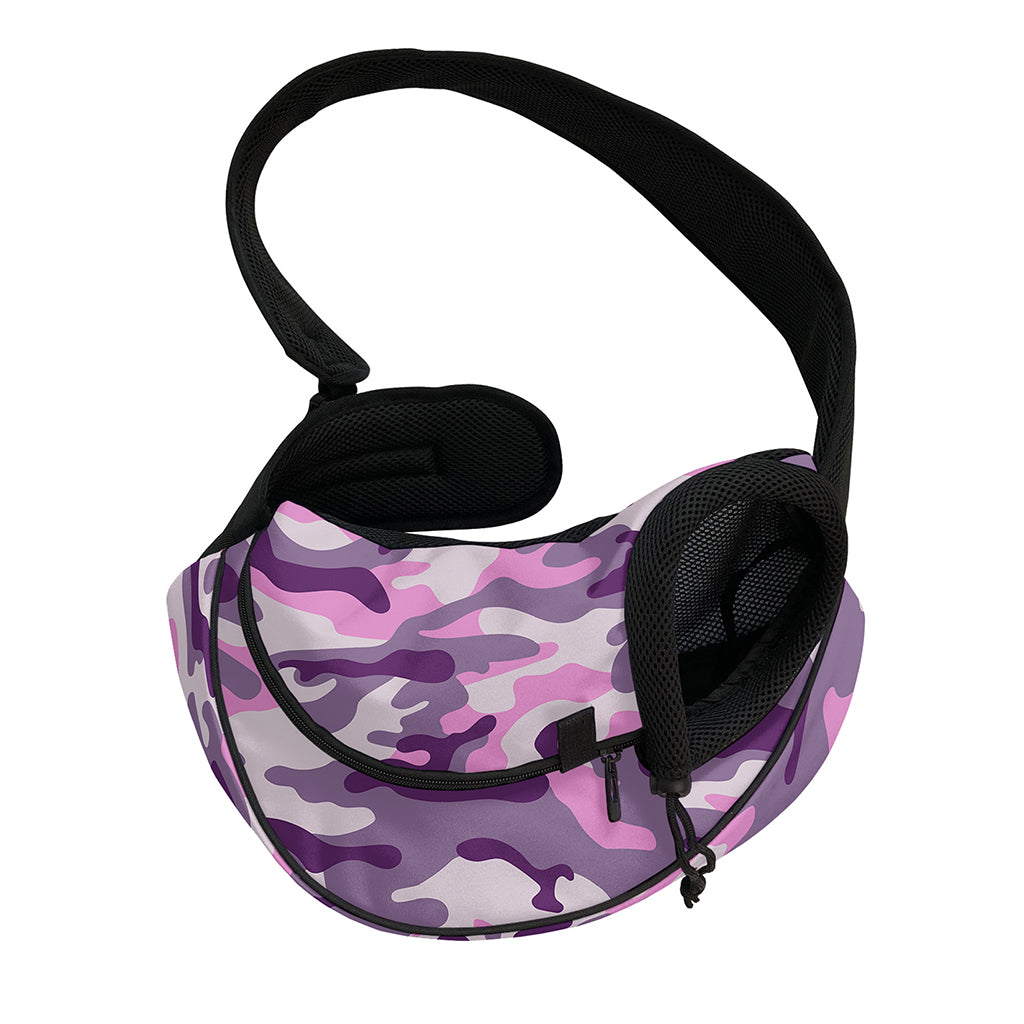 Pink Purple And Grey Camouflage Print Pet Sling Carrier