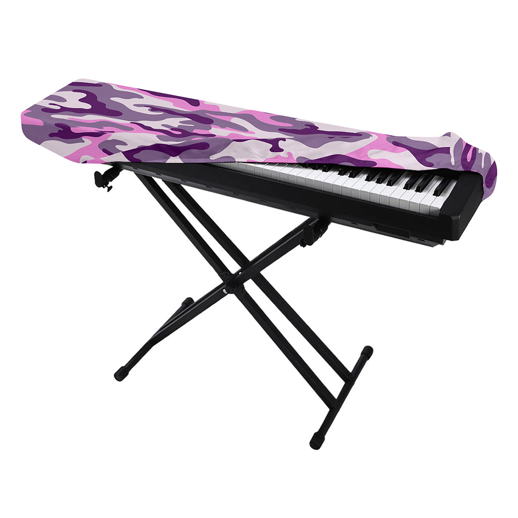 Pink Purple And Grey Camouflage Print Piano Keyboard Cover