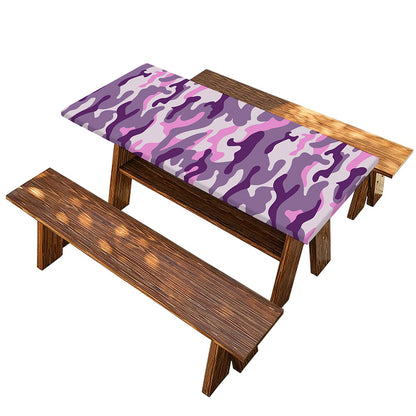 Pink Purple And Grey Camouflage Print Picnic Table Cover