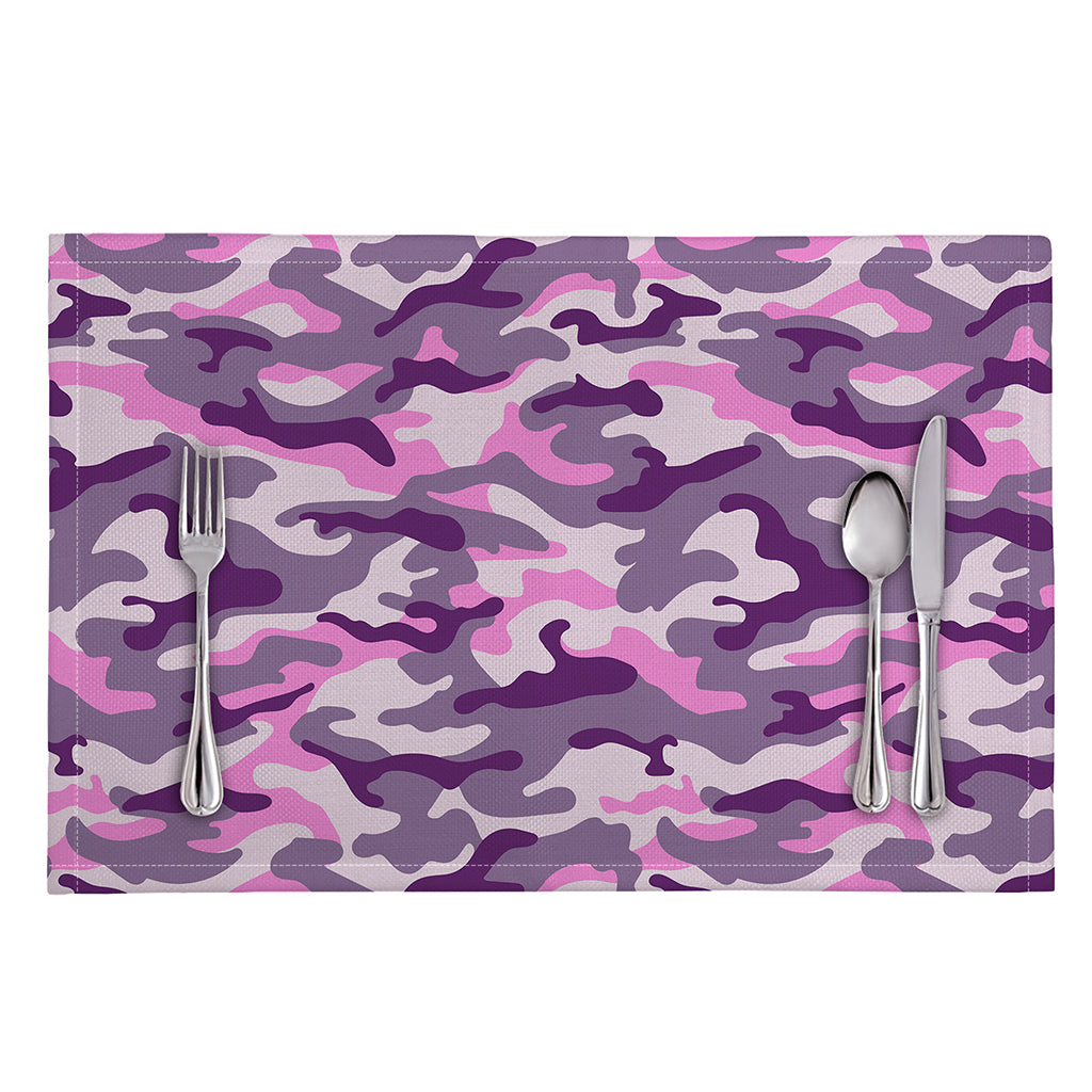Pink Purple And Grey Camouflage Print Placemat