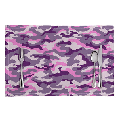 Pink Purple And Grey Camouflage Print Placemat