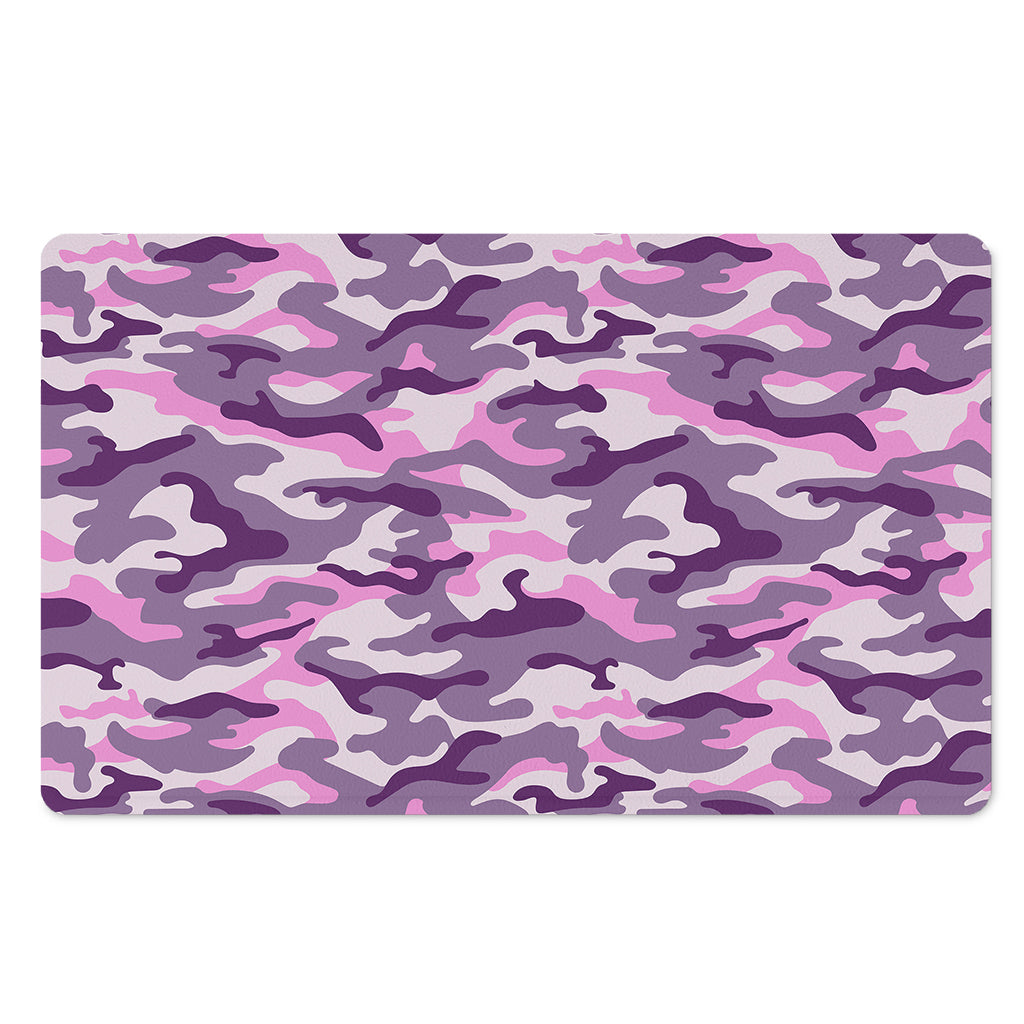 Pink Purple And Grey Camouflage Print Polyester Doormat