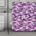 Pink Purple And Grey Camouflage Print Polyester Shower Curtain
