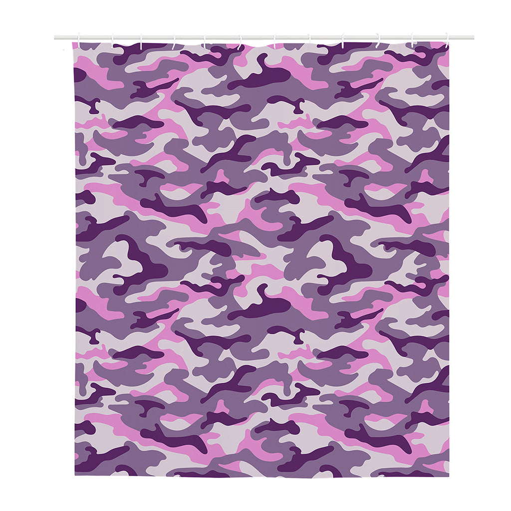 Pink Purple And Grey Camouflage Print Polyester Shower Curtain
