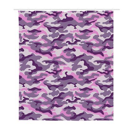 Pink Purple And Grey Camouflage Print Polyester Shower Curtain