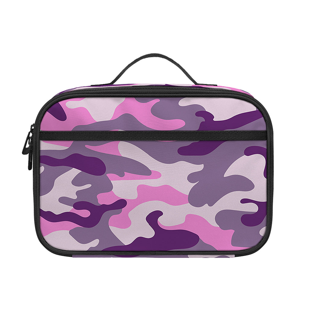 Pink Purple And Grey Camouflage Print Portable Lunch Bag