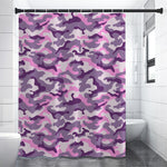 Pink Purple And Grey Camouflage Print Premium Shower Curtain
