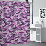 Pink Purple And Grey Camouflage Print Premium Shower Curtain