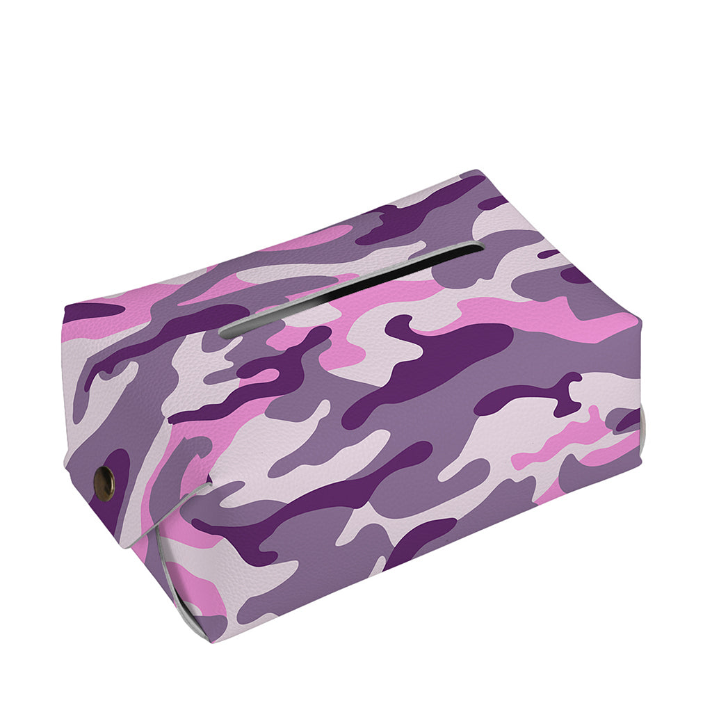 Pink Purple And Grey Camouflage Print Rectangle Tissue Box Cover