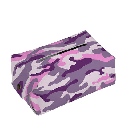 Pink Purple And Grey Camouflage Print Rectangle Tissue Box Cover