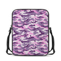 Pink Purple And Grey Camouflage Print Rectangular Crossbody Bag