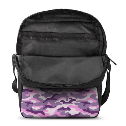 Pink Purple And Grey Camouflage Print Rectangular Crossbody Bag