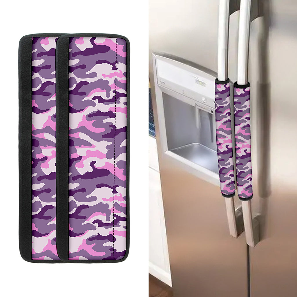 Pink Purple And Grey Camouflage Print Refrigerator Handle Covers