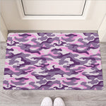 Pink Purple And Grey Camouflage Print Rubber Doormat