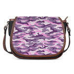 Pink Purple And Grey Camouflage Print Saddle Bag
