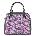 Pink Purple And Grey Camouflage Print Shoulder Handbag
