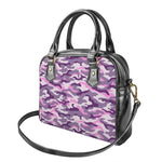Pink Purple And Grey Camouflage Print Shoulder Handbag