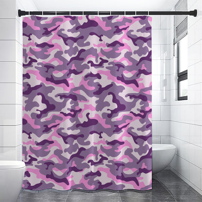 Pink Purple And Grey Camouflage Print Shower Curtain