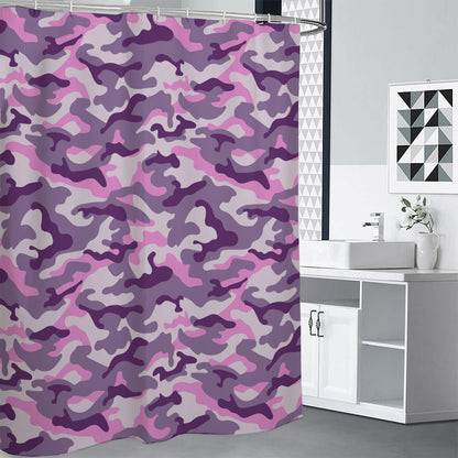 Pink Purple And Grey Camouflage Print Shower Curtain