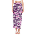 Pink Purple And Grey Camouflage Print Side Slit Maxi Skirt