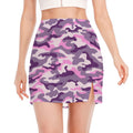 Pink Purple And Grey Camouflage Print Side Slit Mini Skirt
