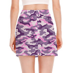 Pink Purple And Grey Camouflage Print Side Slit Mini Skirt