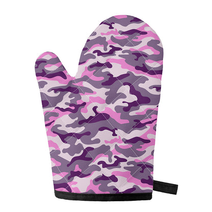 Pink Purple And Grey Camouflage Print Single Oven Mitt