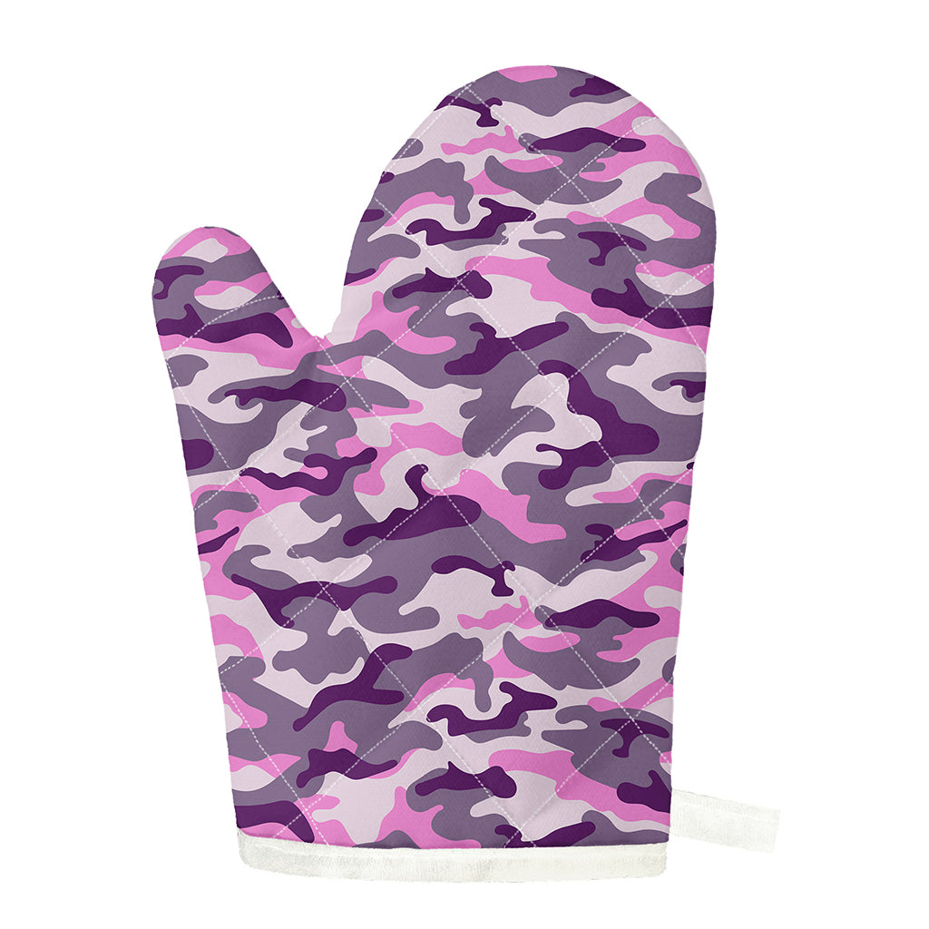 Pink Purple And Grey Camouflage Print Single Oven Mitt