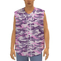 Pink Purple And Grey Camouflage Print Sleeveless Baseball Jersey