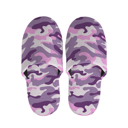 Pink Purple And Grey Camouflage Print Slippers