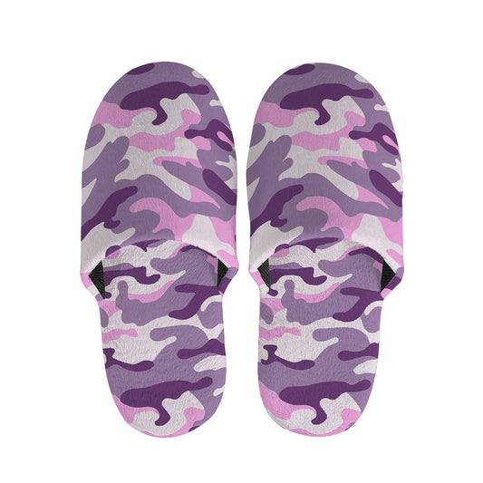 Pink Purple And Grey Camouflage Print Slippers