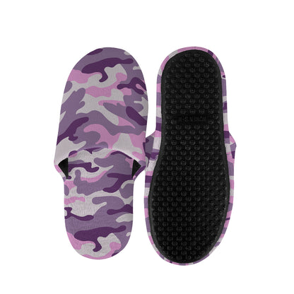 Pink Purple And Grey Camouflage Print Slippers